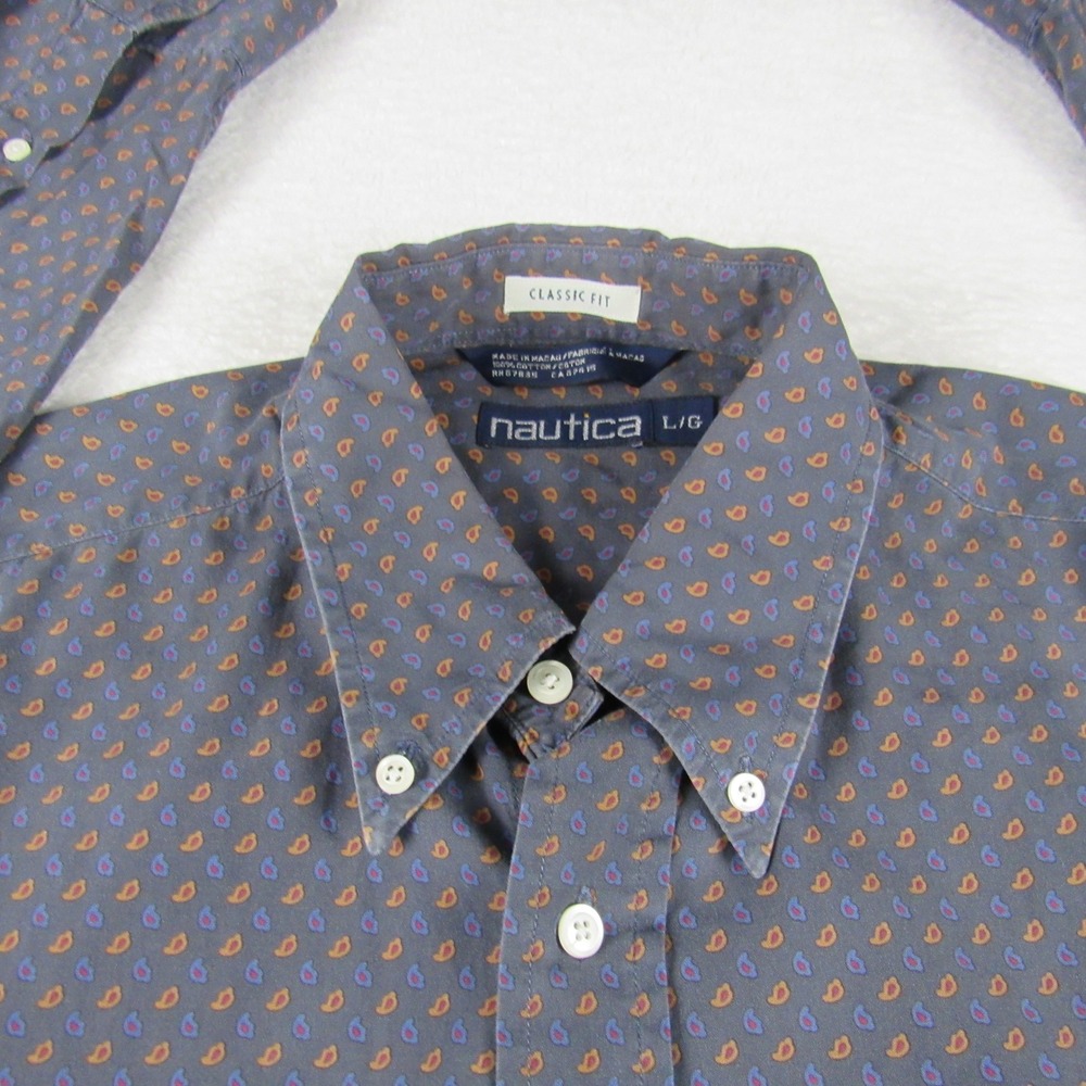 Nautica Mens‎ Large Classic Fit Paisley Long Sleeve Button Down Shirt